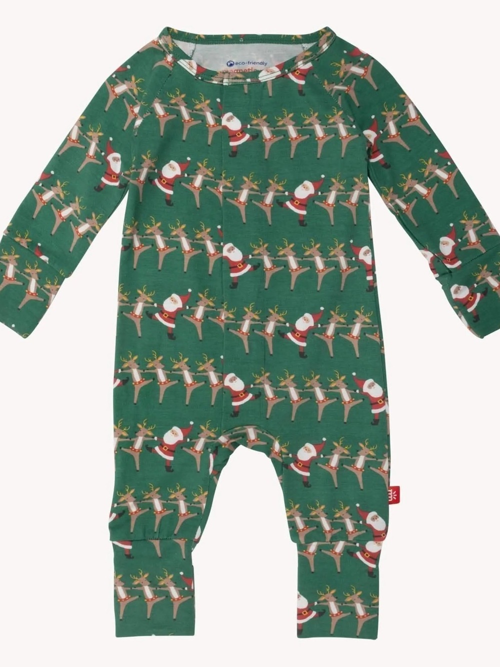 Magnetic Me Christmas Can Can Santa & Reindeer Convertible Romper Footie 0-3 3-6